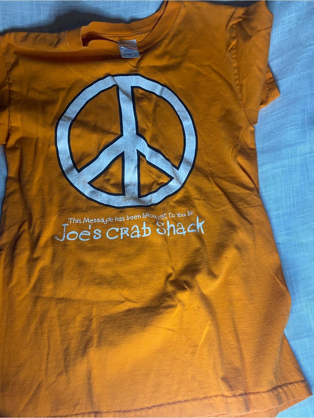 Joe's Crab Shack Orange Peace Sign Short Sleeve Tee